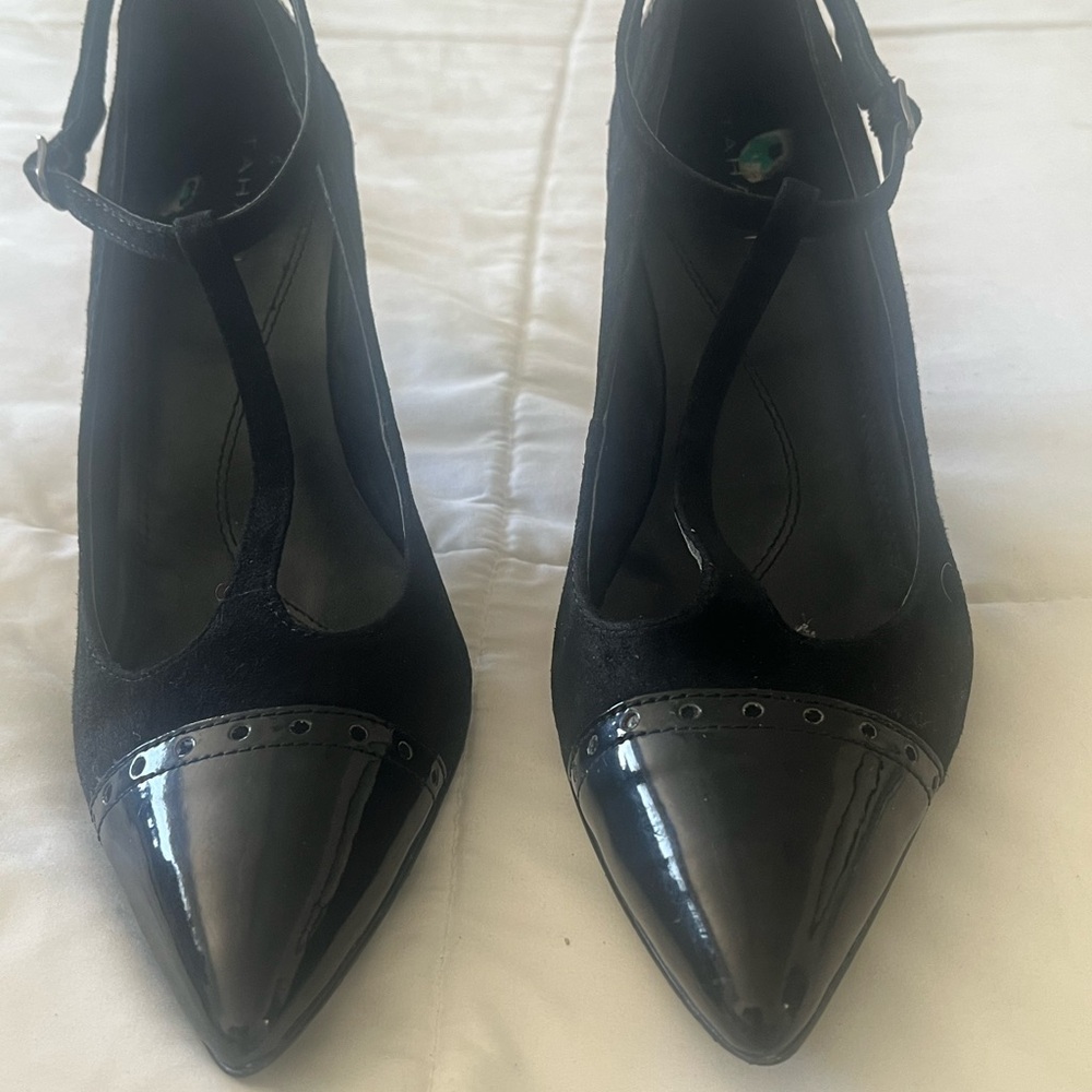Tahari Black Heels with Glossy Toe Cap